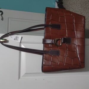Dooney & Bourke Brown Croc-Embossed Leather Tote
